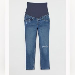 HM maternity mom jean distressed straight leg cotton jeans size small